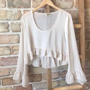Show Me Your Mumu- Cream Chiffon crop top